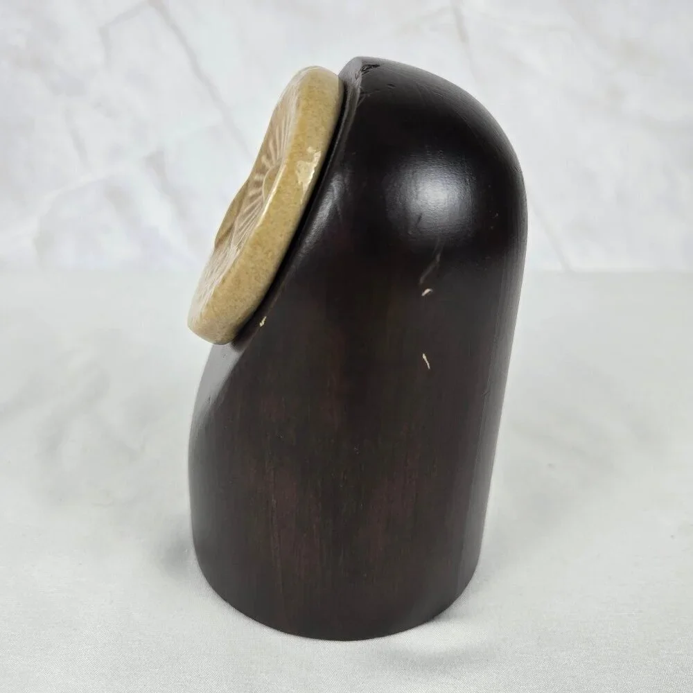 Ceramic Faced Owl Wooden Body Modern Swedish Design IKEA Minimalist